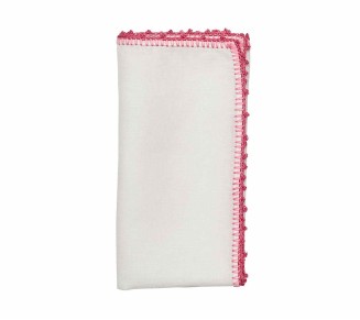 Knotted Edge Napkin in White, Pink & Blush, Set of 4