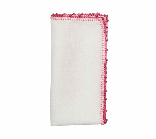Knotted Edge Napkin in White, Pink & Blush, Set of 4