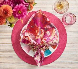 Slick Napkin in White, Pink & Orange, Set of 4