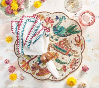 Frolic Napkin in White & Multi, Set of 4