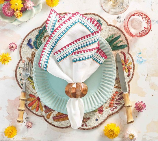 Frolic Napkin in White & Multi, Set of 4