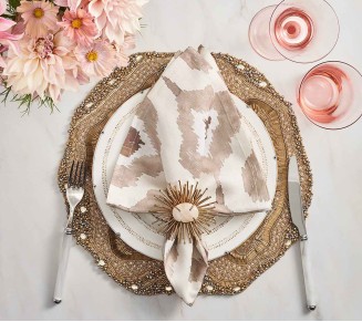 Watercolor Ikat Napkin in Taupe, Set of 4