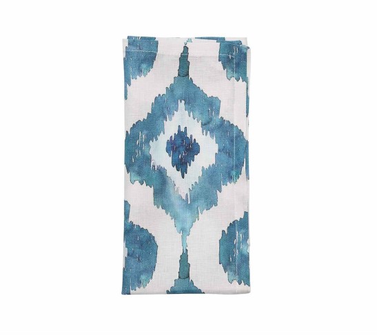 Watercolor Ikat Napkin in Blue, Set of 4