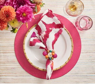 Watercolor Ikat Napkin in Fuchsia, Set of 4