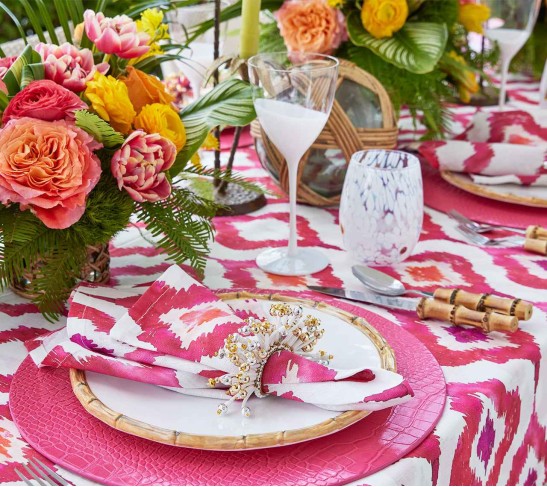Watercolor Ikat Napkin in Fuchsia, Set of 4