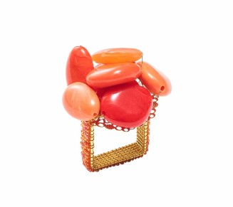 Sea Stone Napkin Ring in Orange, Set of 4