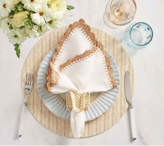 Ruffle Napkin Ring in Natural, Set of 4