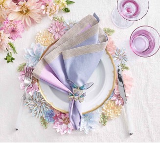 Flutter Napkin Ring in Lilac & Periwinkle, Set of 4 in a Gift Box