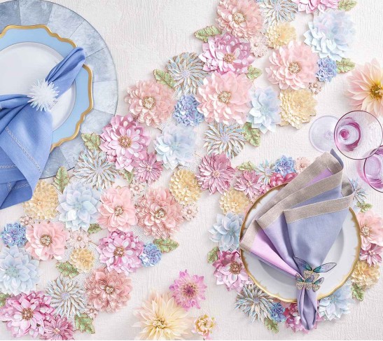 Flutter Napkin Ring in Lilac & Periwinkle, Set of 4 in a Gift Box