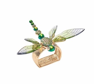 Dragonfly Napkin Ring in Green, Set of 4 in a Gift Box