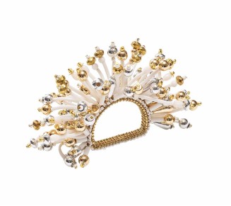 Fun Burst Napkin Ring in White, Gold & Silver, Set of 4