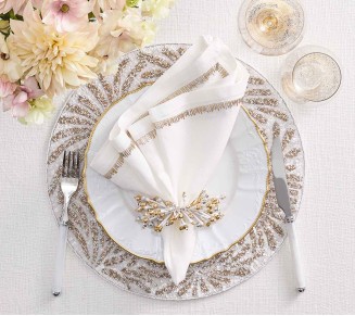 Fun Burst Napkin Ring in White, Gold & Silver, Set of 4