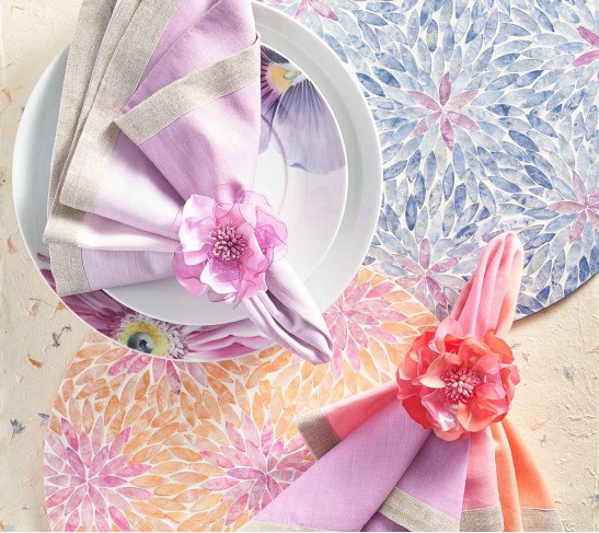Gardenia Napkin Ring in Lilac, Set of 4