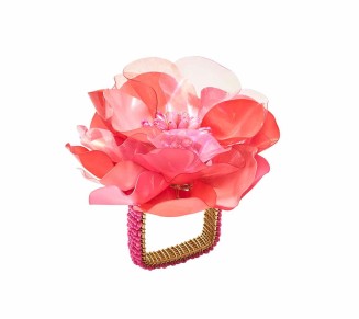 Gardenia Napkin Ring in Salmon, Set of 4
