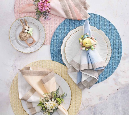 Garden Party Napkin Ring in Yellow, Set of 4