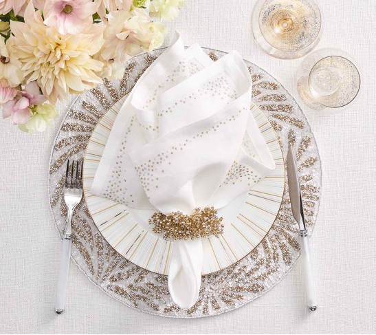Fireworks Placemat in White, Gold & Silver, Set of 4