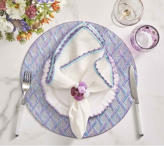 Basketweave Placemat in Lilac & Blue, Set of 4