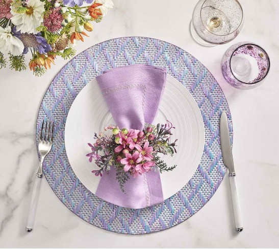 Basketweave Placemat in Lilac & Blue, Set of 4