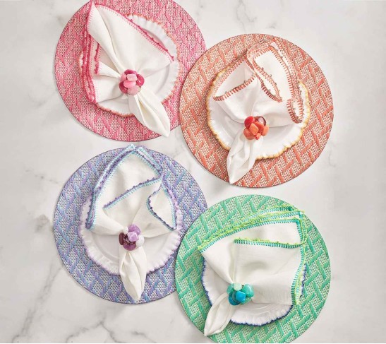 Basketweave Placemat in Lilac & Blue, Set of 4