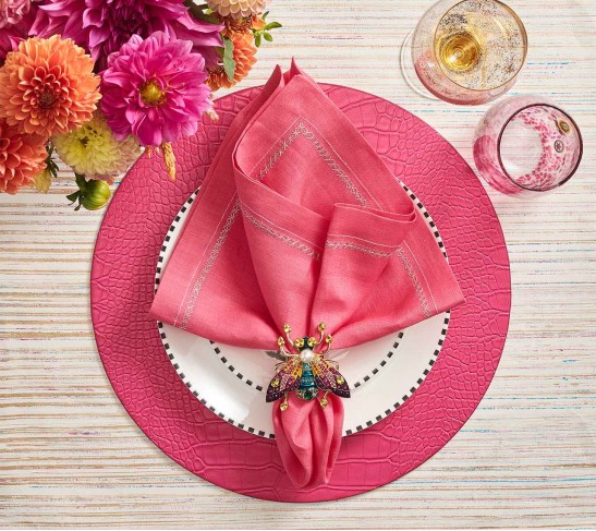 Croco Placemat in Fuchsia, Set of 4