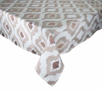 Watercolor Ikat Tablecloth in Taupe