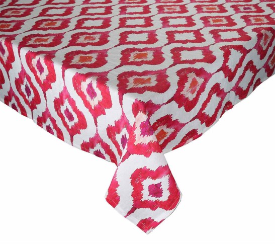Watercolor Ikat Tablecloth in Fuchsia