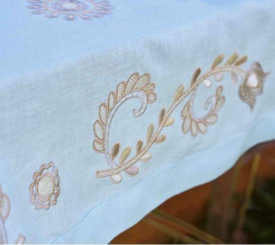 Nouveau Tablecloth in Sky & Natural