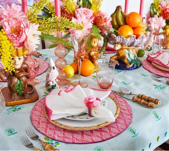 Lima Tablecloth in Seafoam & Green