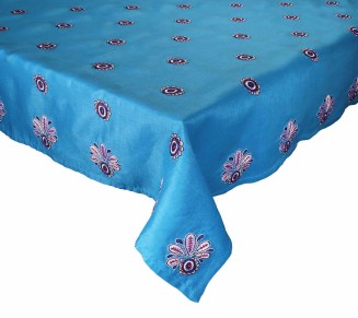 Flores Tablecloth in Turquoise & Navy