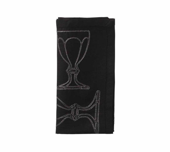 Harcourt Napkin in Black & Gunmetal, Set of 4 in a Gift Box