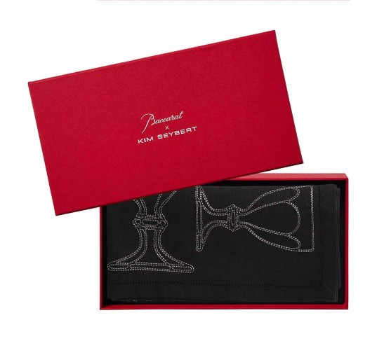 Harcourt Napkin in Black & Gunmetal, Set of 4 in a Gift Box
