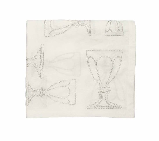 Harcourt Tablecloth in White & Silver