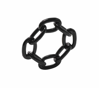 Enamel Link Napkin Ring in Black, Set of 4 in a Gift Box
