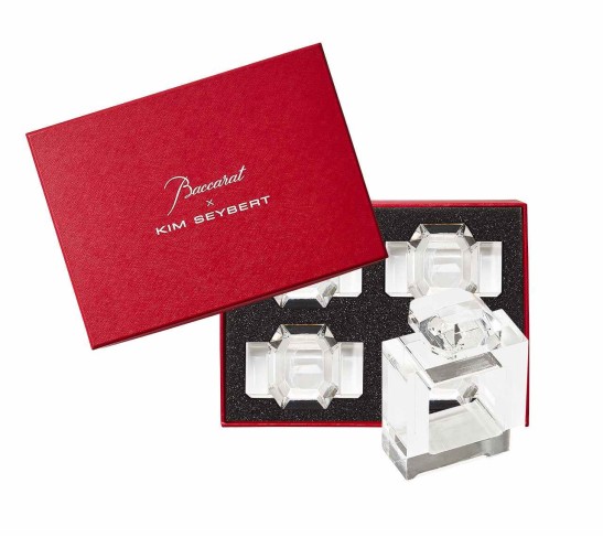 Gem Napkin Ring in Clear, Set of 4 in a Gift Box