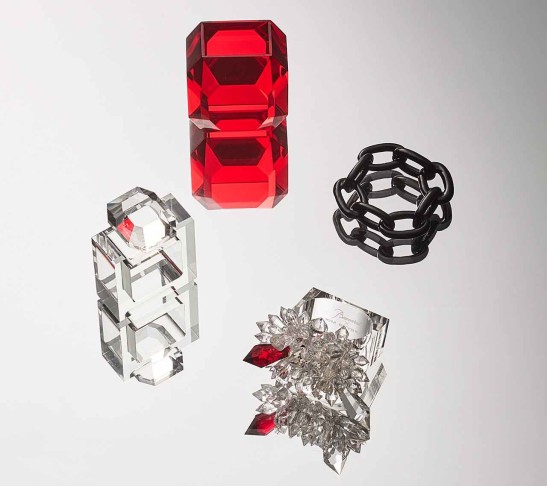 Octogone Napkin Ring in Red, Set of 4 in a Gift Box