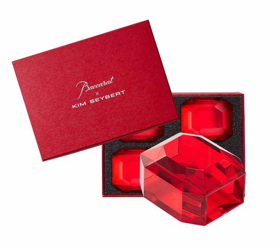 Octogone Napkin Ring in Red, Set of 4 in a Gift Box