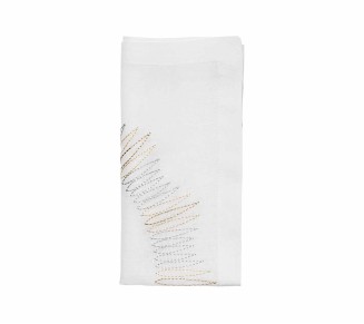Massena Napkin in White, Gold & Silver, Set of 4 in a Gift Box
