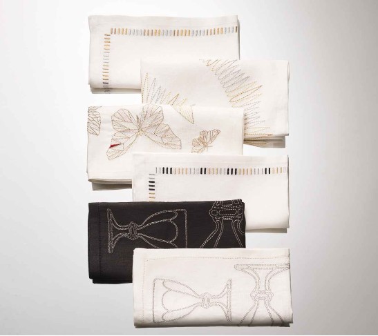 Massena Napkin in White, Gold & Silver, Set of 4 in a Gift Box