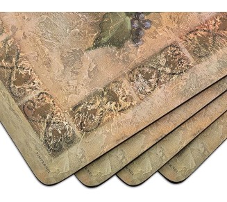Tuscan Palette Collection Placemats | Set of 4 | Heat Resistant Mats | Cork-Backed Board | Hard Placemat Set for Dining Table | Measures 15.7” x 11.7”
