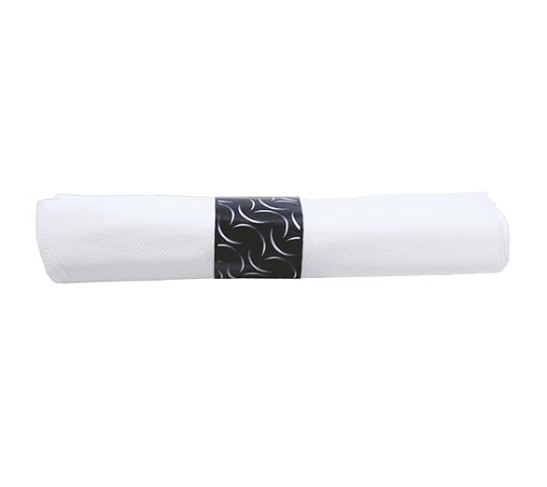 119979 FashnPoint CaterWrap Pre-Rolled Dinner Napkin and Heavyweight Cutlery, Crescent, White/Metallic (Case of 100),15.5x15.5 inch