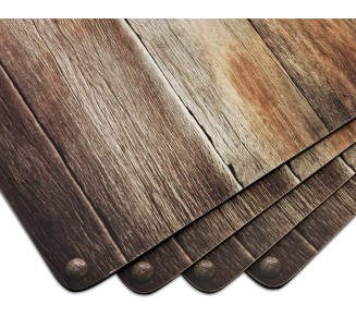 Lodge Collection Placemats | Set of 4 | Heat Resistant Mats | Cork-Backed Board | Hard Placemat Set for Dining Table | Measures 15.7” x 11.7” Brown/Wood