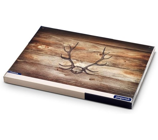 Lodge Collection Placemats | Set of 4 | Heat Resistant Mats | Cork-Backed Board | Hard Placemat Set for Dining Table | Measures 15.7” x 11.7” Brown/Wood