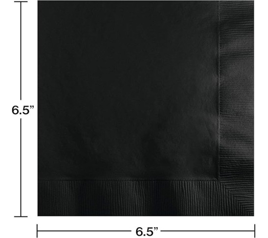 Club Pack of 900 Classic Jet Black 2-Ply Paper Party Lunch Napkins 6.5"