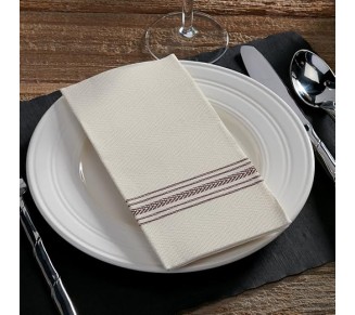 FP1112 FashnPoint Black and White Dishtowel Printed Dinner Napkin, Ultra Ply, 15 1/2" x 15 1/2", 1/8 Fold (8 Packs of 100)