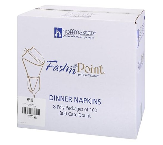 FP1112 FashnPoint Black and White Dishtowel Printed Dinner Napkin, Ultra Ply, 15 1/2" x 15 1/2", 1/8 Fold (8 Packs of 100)