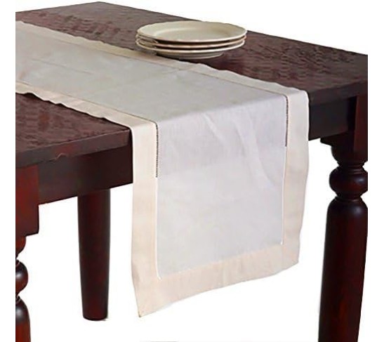 Ecru Handmade Classic Hemstitch Dinner Napkin (Set of 12), 22" Square Shape