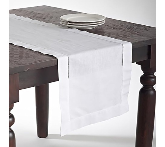 White Handmade Classic Hemstitch Dinner Napkin (Set of 12), 22" Square Shape