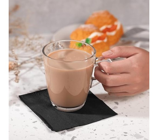 [1000 ct - 4.75 x 4.75] Premium Black Cocktail Napkins - 2-ply Beverage Napkins - 9.5 x 9.5 Unfolded
