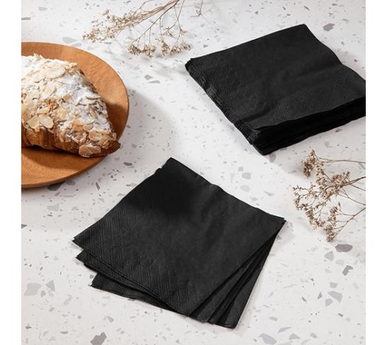[4000 ct - 4.75 x 4.75] Premium Black Cocktail Napkins - 2-ply Beverage Napkins for Bars, Restaurants, Parties - 9.5 x 9.5 Unfolded