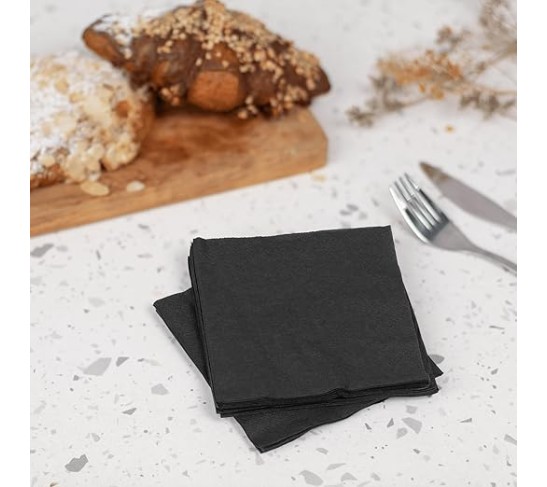 [4000 ct - 4.75 x 4.75] Premium Black Cocktail Napkins - 2-ply Beverage Napkins for Bars, Restaurants, Parties - 9.5 x 9.5 Unfolded